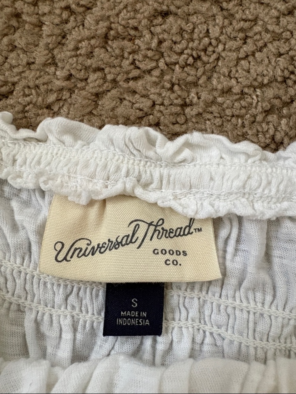 Universal Thread White Smocked Ruffle Hem Tank - Picture 2 of 2